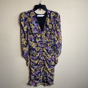 ASTR The Label Womens Medium Floral Sheer Long Sleeve Mini Dress Summer Spring